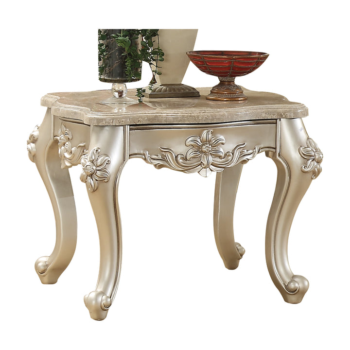 ACME Bently End Table, Marble & Champagne