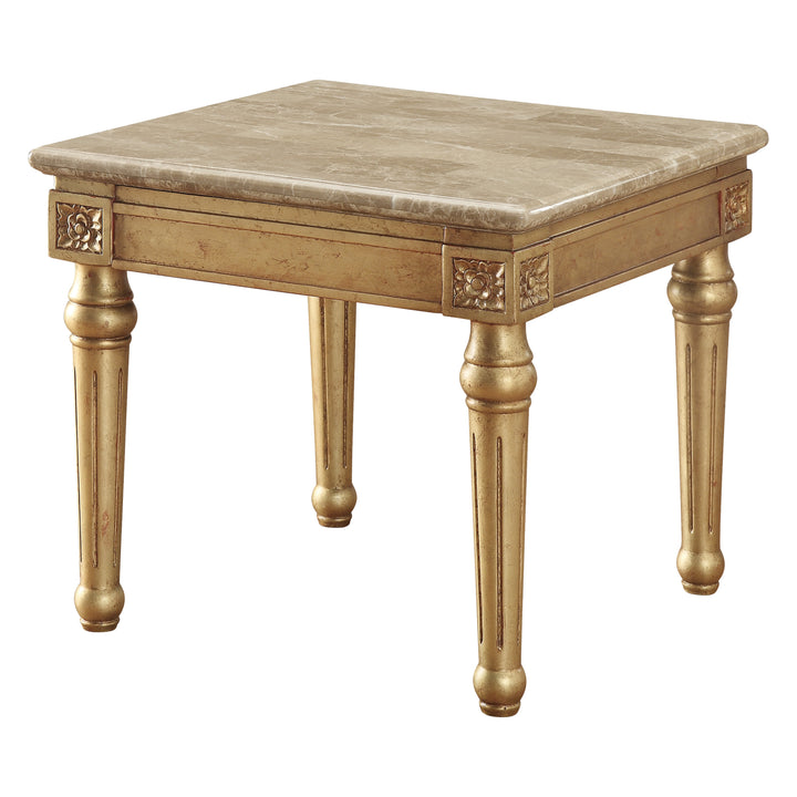 ACME Daesha End Table, Marble & Antique Gold