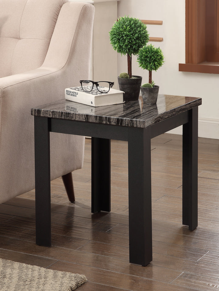 ACME Arabia 2Pc Pack Coffee/End Table Set, Faux Marble & Black