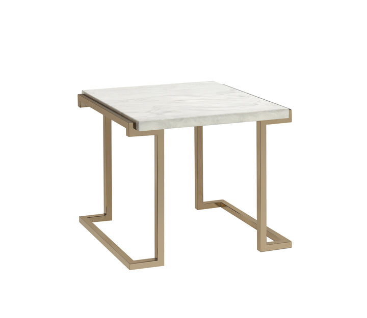 ACME Boice II End Table, Faux Marble & Champagne