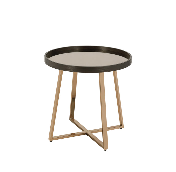 ACME Hepton End Table, Mirrored, Walnut & Champagne