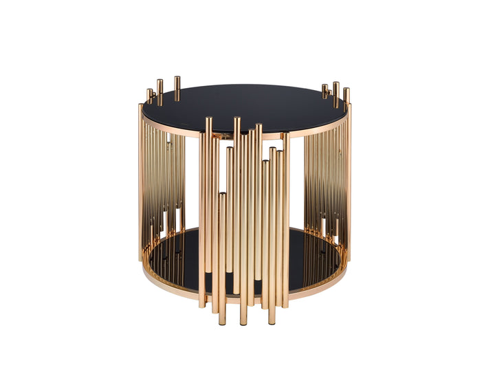 ACME Tanquin End Table, Gold & Black Glass (1Set/2Ctn)