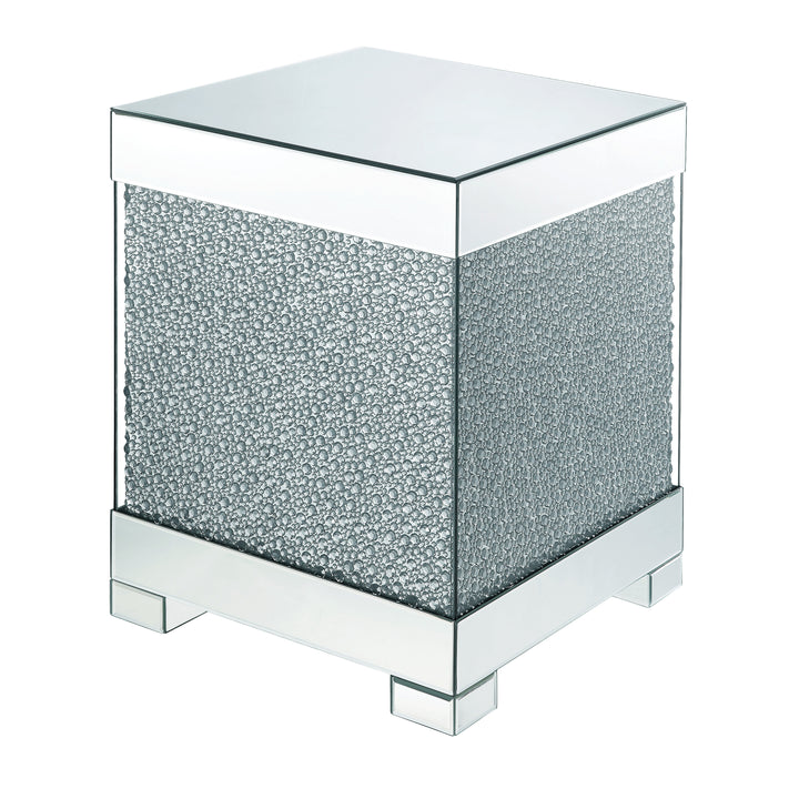 ACME Mallika End Table, Mirrored & Faux Crystals