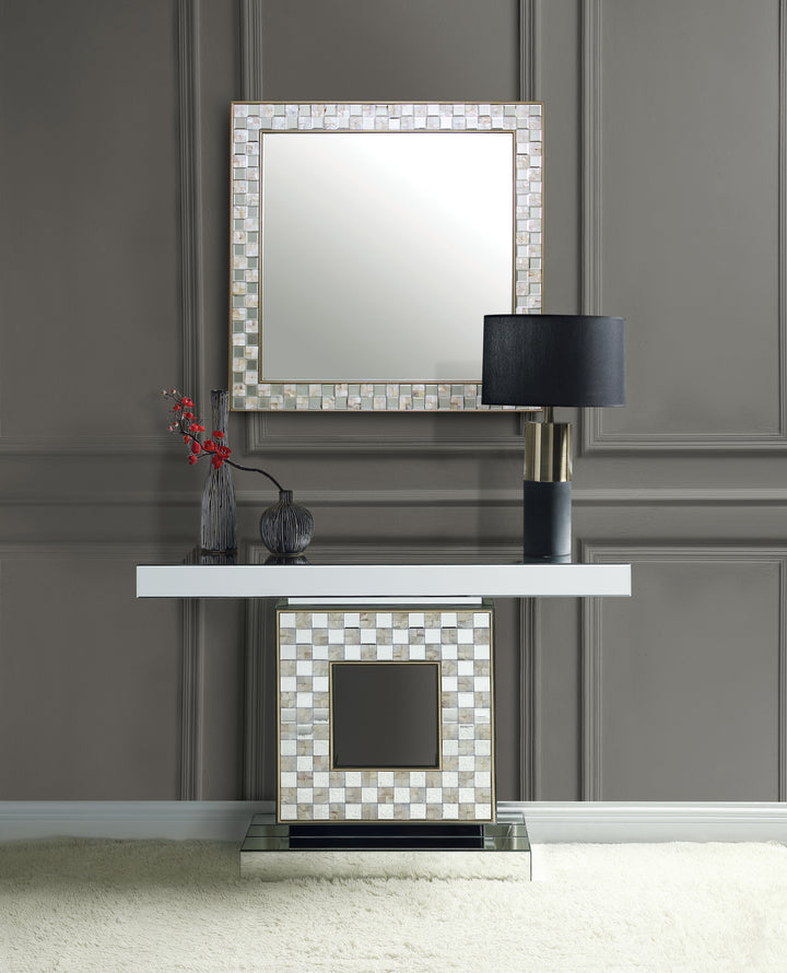 ACME Nasa Console Table, Mirrored & Mother of Pearl
