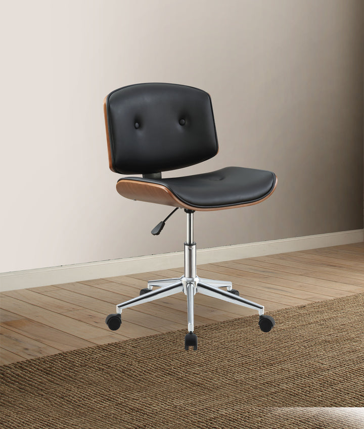 ACME Camila Office Chair, Black PU & Walnut