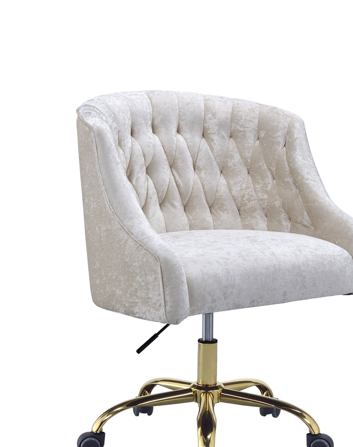 ACME Levian Office Chair, Vintage Cream Velvet & Gold