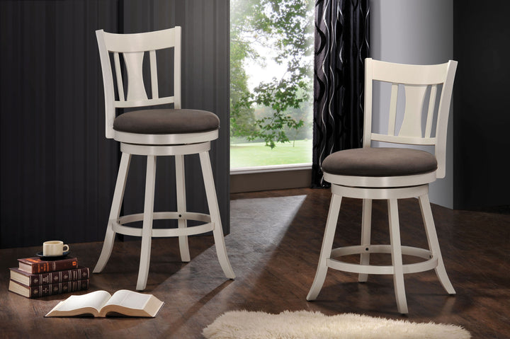 ACME Tabib Counter Height Chair w/Swivel, Fabric & White, 24" Seat Height