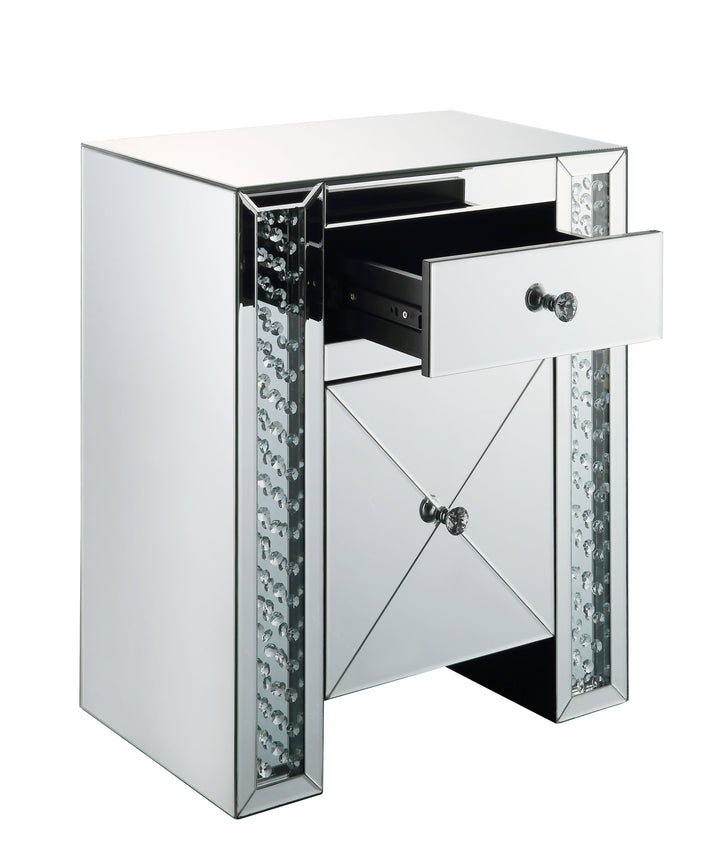 ACME Maisha Nightstand/End Table, Mirrored & Faux Crystals