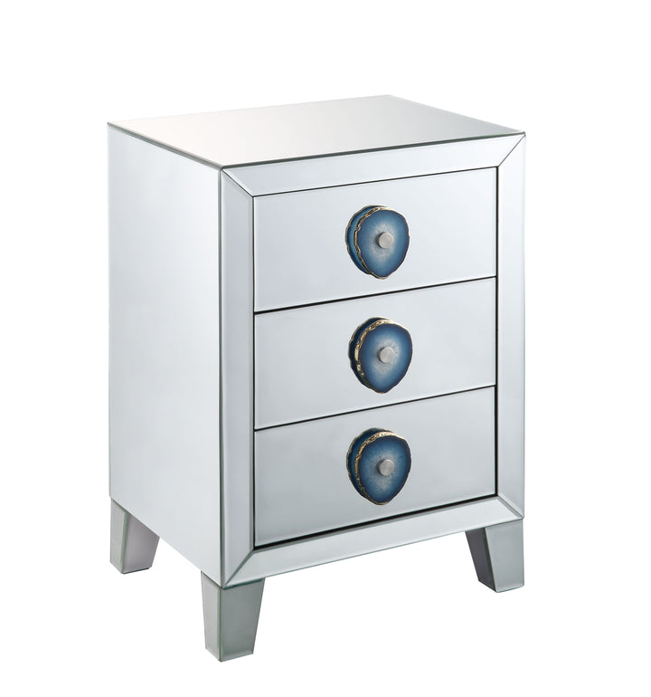 ACME Filip Nightstand/End Table, Mirrored & Faux Agate