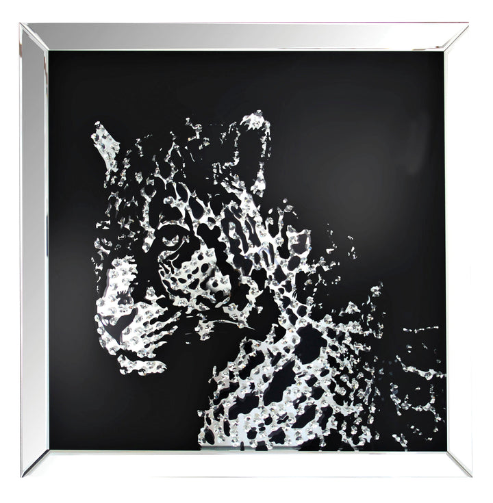 ACME Nevina Wall Art, Mirrored & Crystal Leopard
