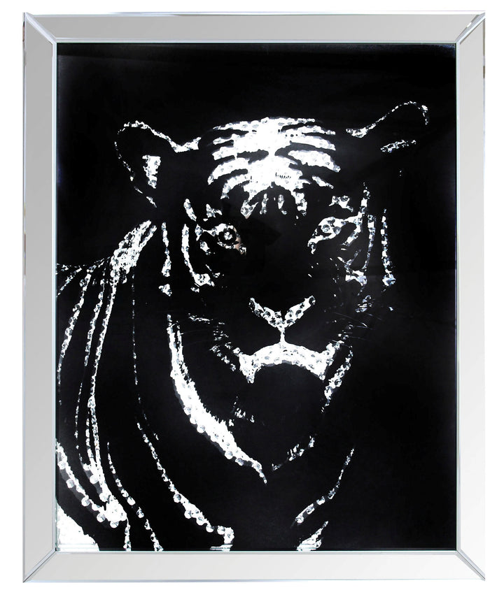 ACME Nevina Wall Art, Mirrored & Crystal Tiger