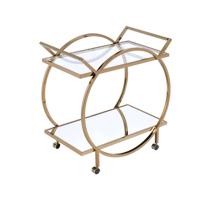 ACME Traverse Serving Cart, Champagne & Mirrored