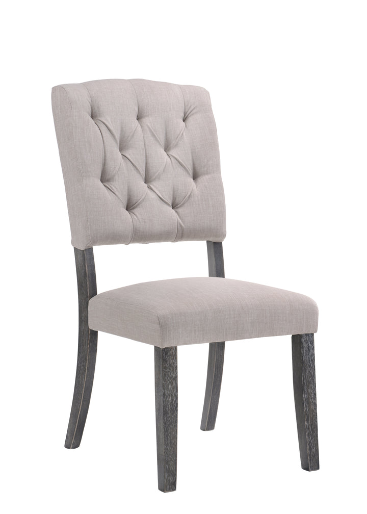 ACME Bernard Side Chair (Set-2), Fabric & Weathered Gray Oak