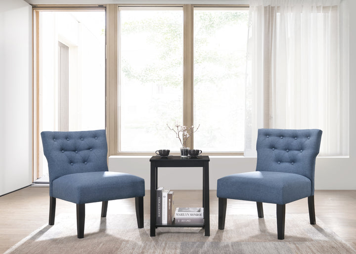 ACME Sophie 3Pc Pack Chair & Table, Denim Blue Fabric & Black
