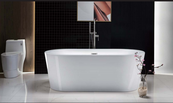 Woodbridge" Acrylic Freestanding Bathtub Contemporary Soaking Tub, BTA1504-C
