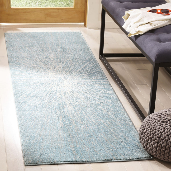 Safavieh Evoke Power Loomed Jute Backing Rugs In Aqua / Ivory