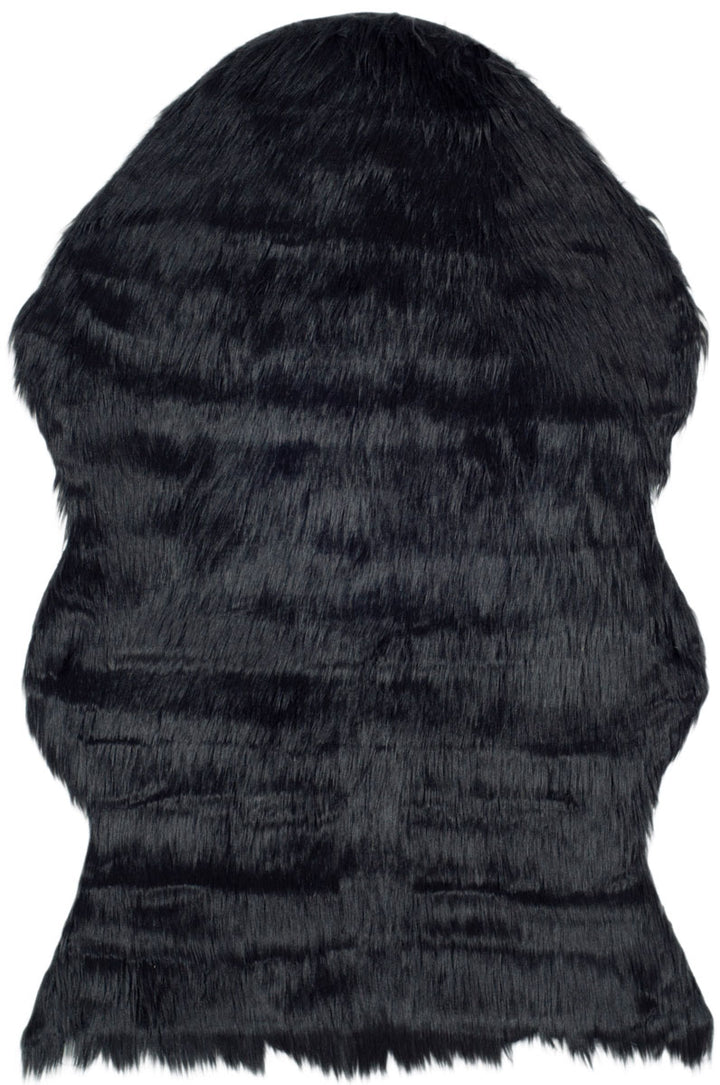 Safavieh Faux Sheep Skin Plush Power Loomed Rugs In Black