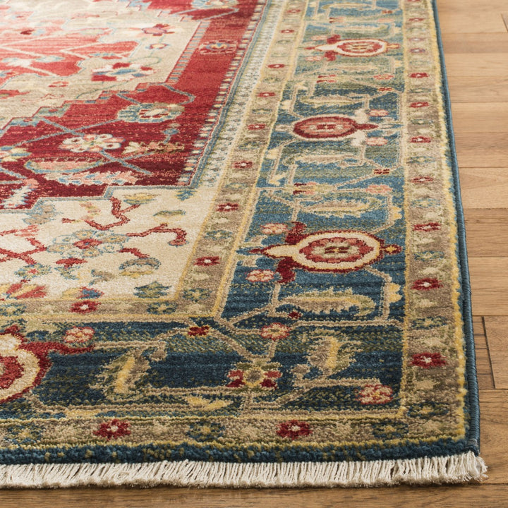 Safavieh Kashan Power Loomed Cotton Backing Rugs In Blue / Red