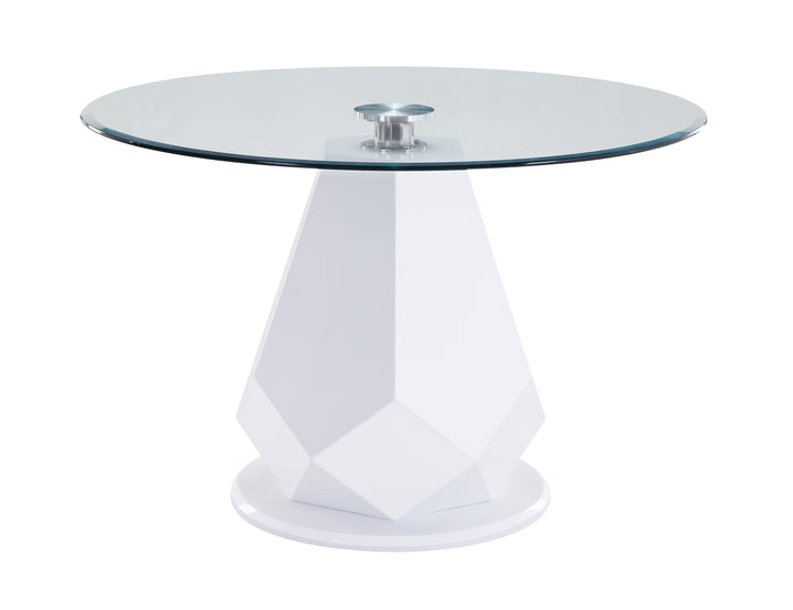 ACME Chara Dining Table, White High Gloss & Clear Glass Top