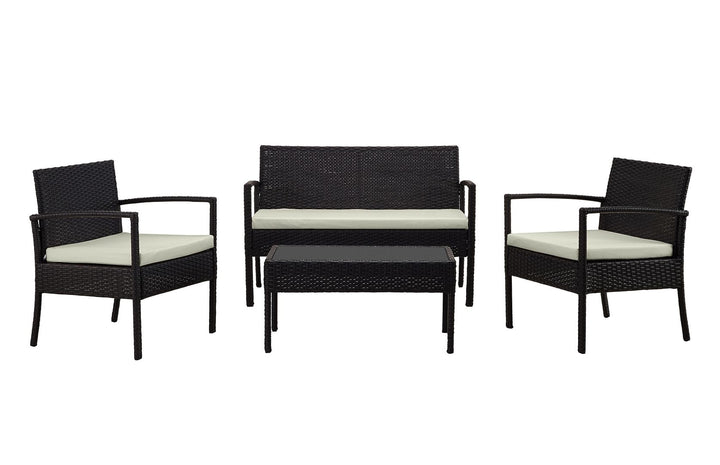 Manhattan Comfort Noli Patio 4- Person Conversation Set with Coffee Table