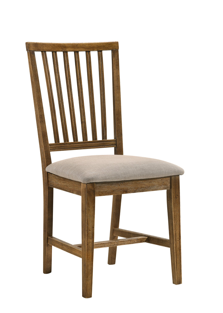 ACME Wallace II Side Chair (Set-2), Tan Linen & Weathered Oak