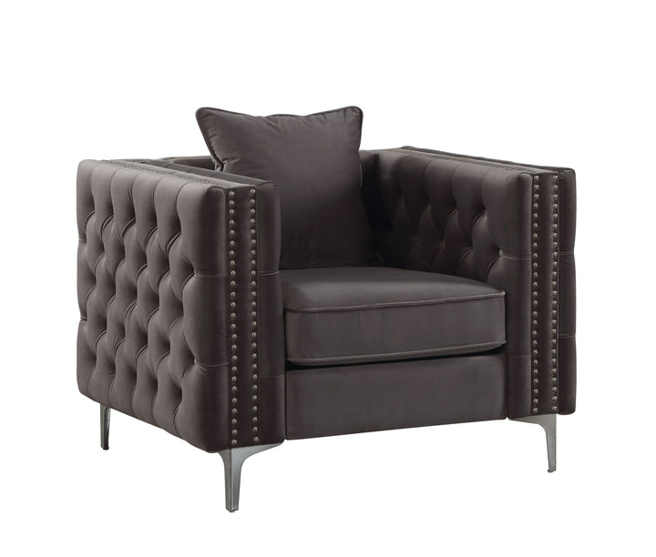 ACME Gillian II Chair w/1 Pillow, Dark Gray Velvet (1Set/2Ctn)