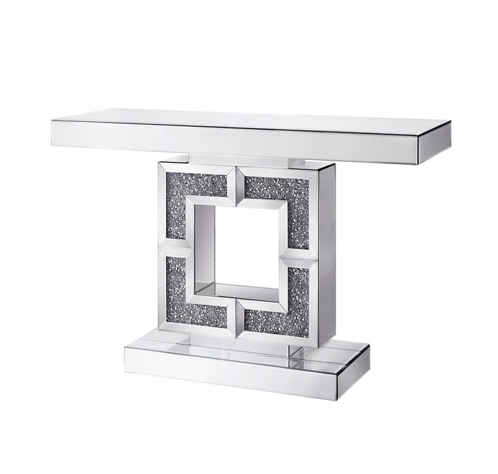 ACME Noralie Console Table, Mirrored & Faux Diamonds (1Set/2Ctn)