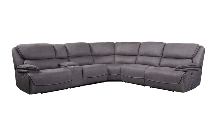 ACME Neelix Sectional Sofa (Power Motion/USB Charging Dock), Seal Gray Fabric