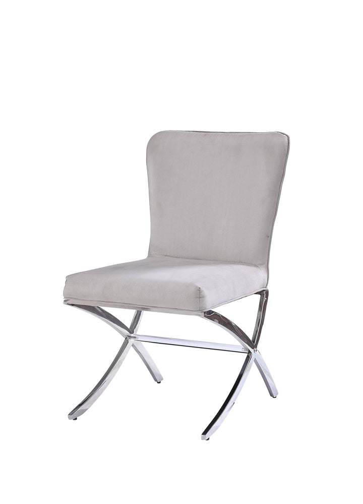 ACME Daire Side Chair (Set-2), Velvet & Chrome