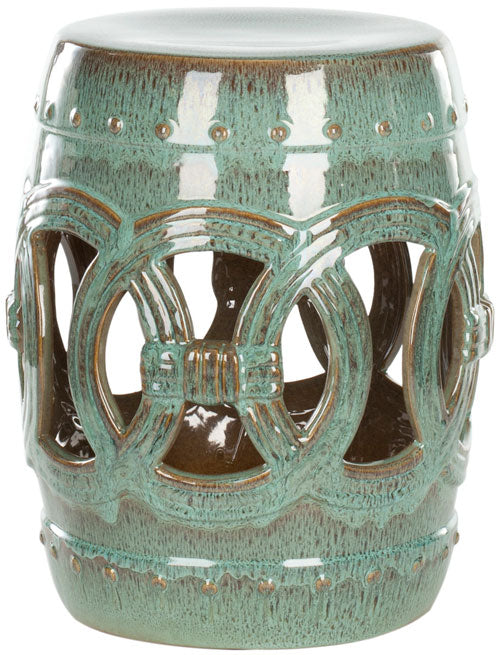 Safavieh Blue-Green Ceramic Double Coin Stool