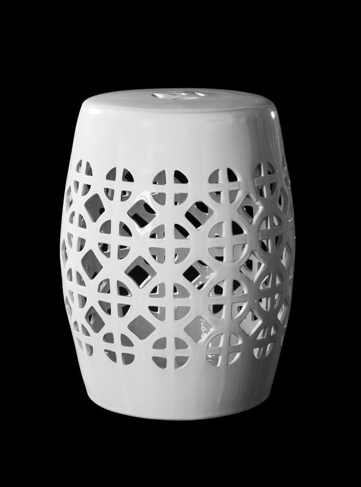 Safavieh White Circle Lattice Garden Stool