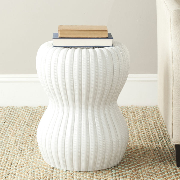 Safavieh White Hour Glass Garden Stool