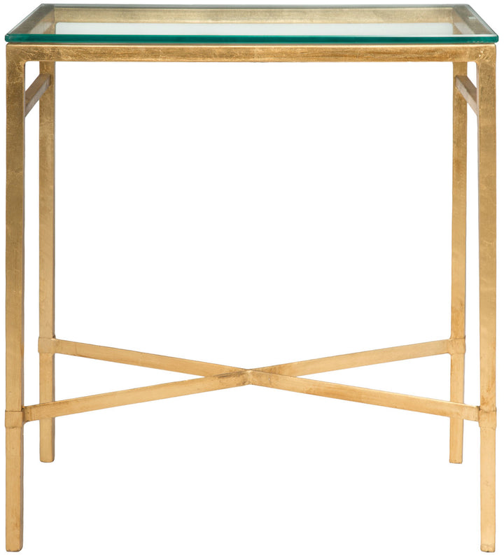 Safavieh Viggo Antique Gold Glass Side Table