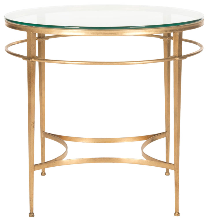 Safavieh Ingmar Round Antique Gold Glass Side Table