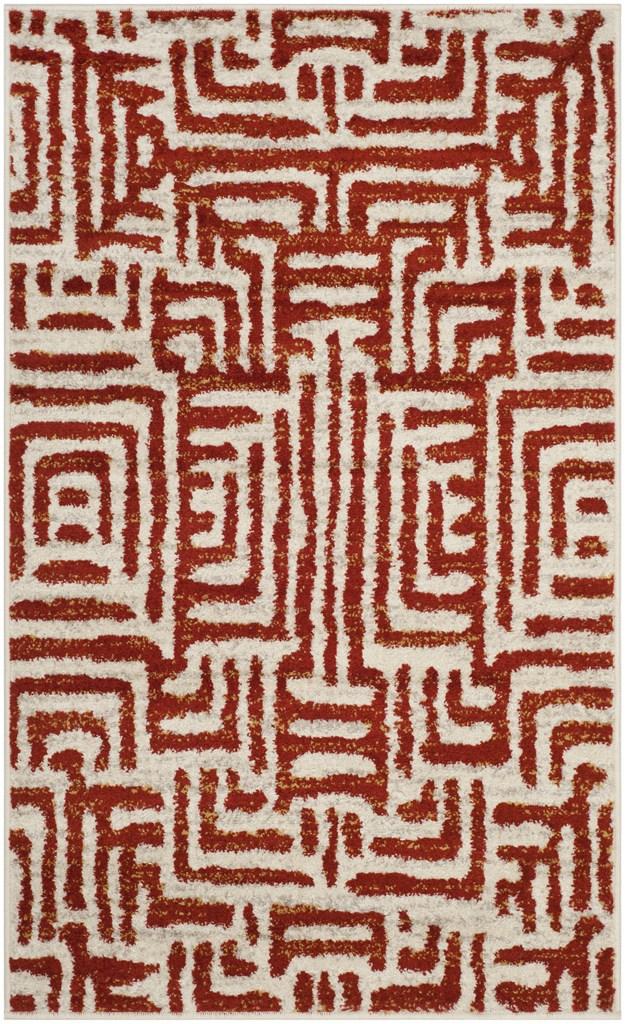 Safavieh Amsterdam Tribal Pattern Power Loomed Jute Backing Rugs In Ivory / Terracotta