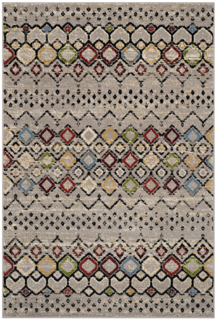 Safavieh Amsterdam Tribal Pattern Power Loomed Latex & Jute Backing Rugs In Light Grey / Multi