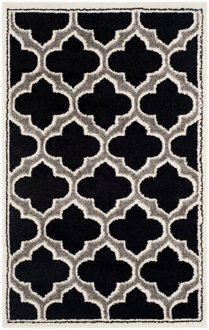 Safavieh Amherst All Weather Power Loomed Rugs In Anthracite / Ivory