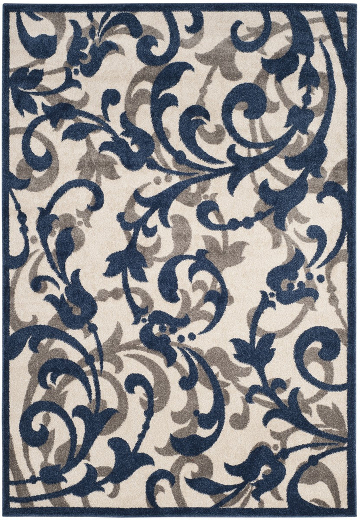 Safavieh Amherst All Weather Power Loomed Rugs In Ivory / Navy