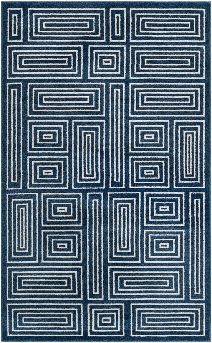 Safavieh Amherst All Weather Power Loomed Rugs In Navy / Ivory