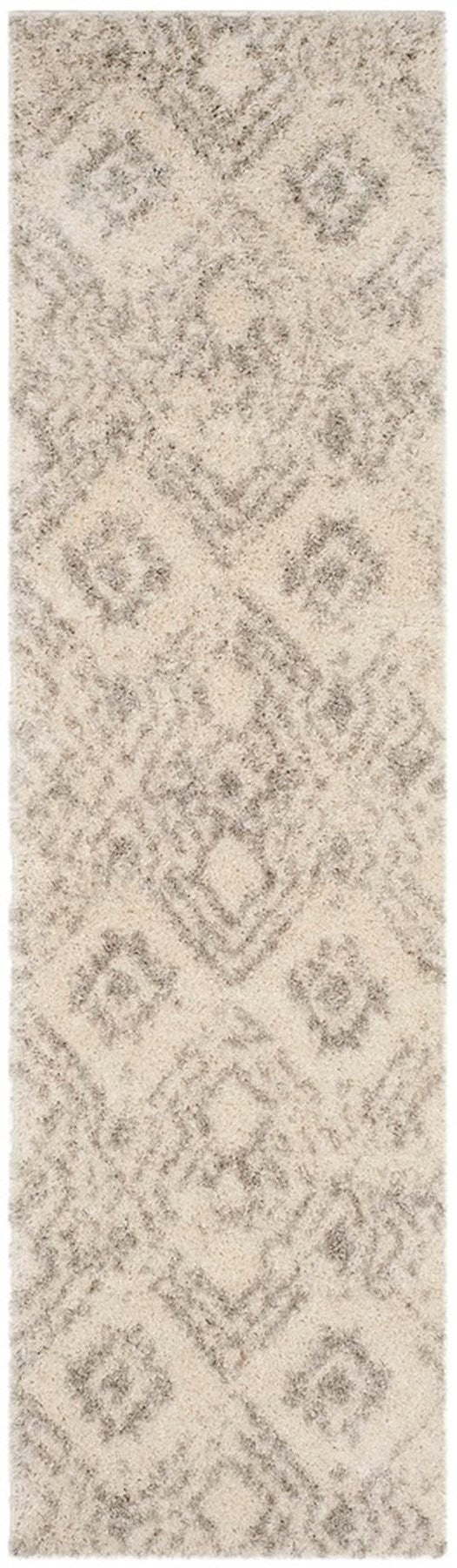 Safavieh Arizona Shag Tribal Pattern Power Loomed Rugs In Ivory / Grey