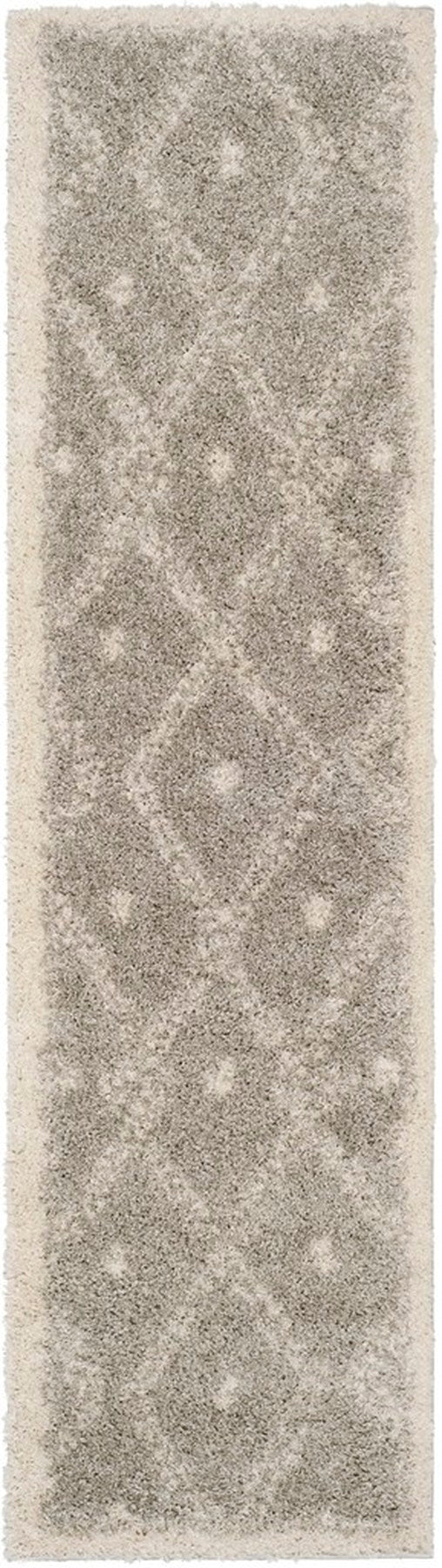 Safavieh Arizona Shag Tribal Pattern Power Loomed Rugs In Grey / Ivory