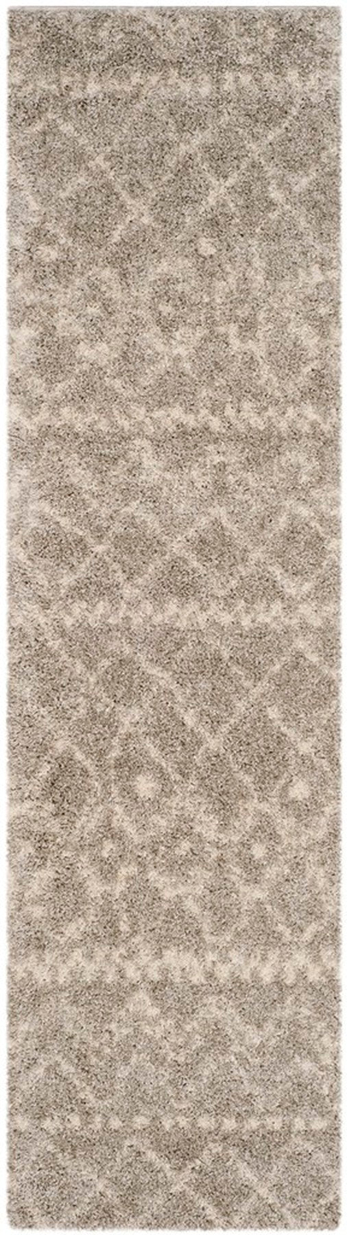 Safavieh Arizona Shag Tribal Pattern Power Loomed Rugs In Grey / Ivory