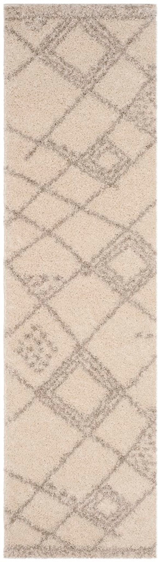 Safavieh Arizona Shag Tribal Pattern Power Loomed Rugs In Ivory / Grey