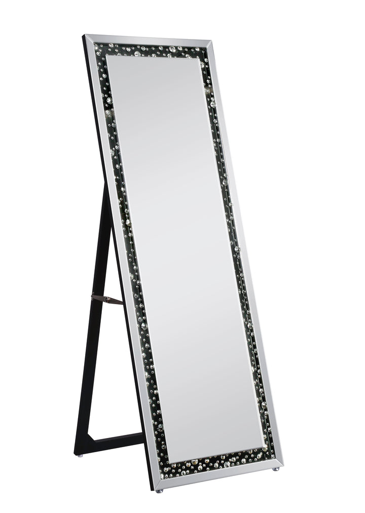 ACME Noor Accent Mirror (Floor), Mirrored & Faux GemStones