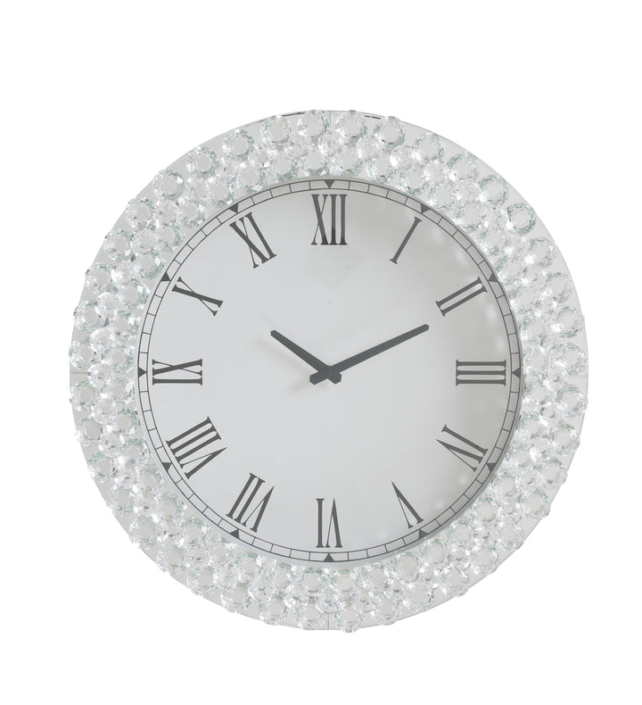 ACME Nysa Wall Clock, Mirrored & Faux Crystals