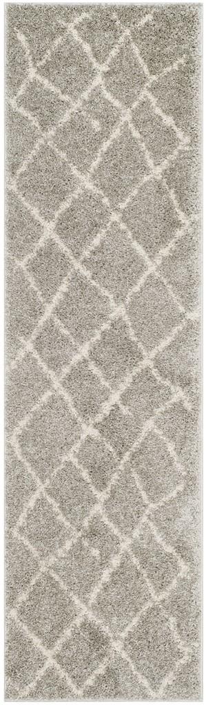 Safavieh Berber Shag Power Loomed Jute Backing Rugs In Light Grey / Cream