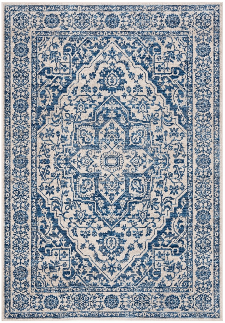 Safavieh Brentwood Powerloomed Jute Backing Traditional Rug in Navy / Light Grey