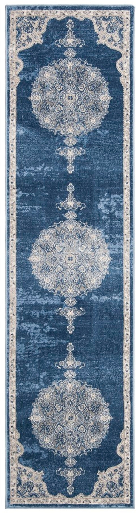 Safavieh Brentwood Powerloomed Jute Backing Traditional Rug in Navy / Light Grey