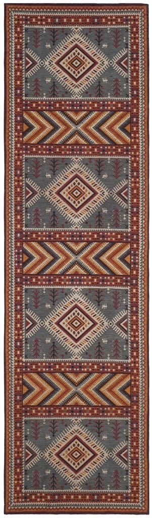 Safavieh Clv-Classic Vintage Power Loomed Cotton Backing Rugs In Slate / Mustard