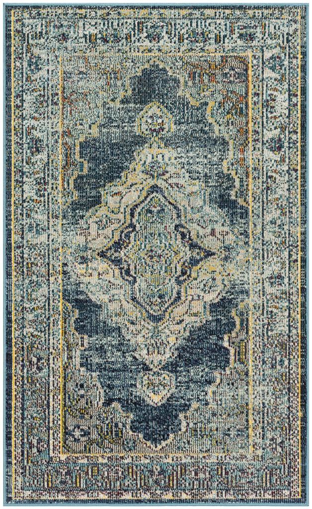Safavieh Crystal Power Loomed Latex Backing Rugs In Blue / Yellow